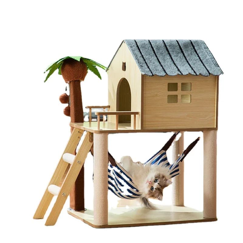 Fabbrica di benedizione Casa sull'albero in legno per animali domestici Corda in sisal Tiragraffi Struttura per arrampicata per gatti Alberi per gatti naturali per gatti grandi