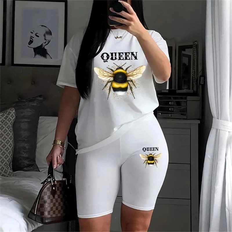 Set da due pezzi da donna estate manica corta o-collo Tee top + pantaloncini a matita tute tute Outfit magliette grafiche tute da Jogging