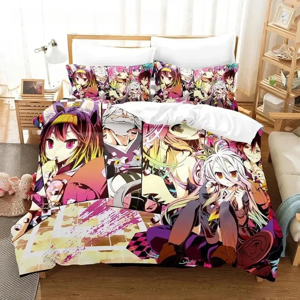 No Game No Life Set biancheria da letto Cartoon Anime Set copripiumino per camera da letto per ragazzi adulti 3D Kawaii Girl