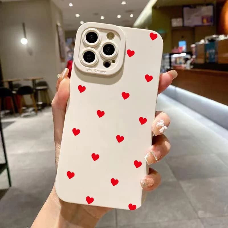 Custodia per iPhone 11 Custodie per iPhone 13 Custodia per telefono con cuore d'amore rosso carino per iPhone 12 14 15 Pro Max XS XR X 7 8 Plus Cover morbida