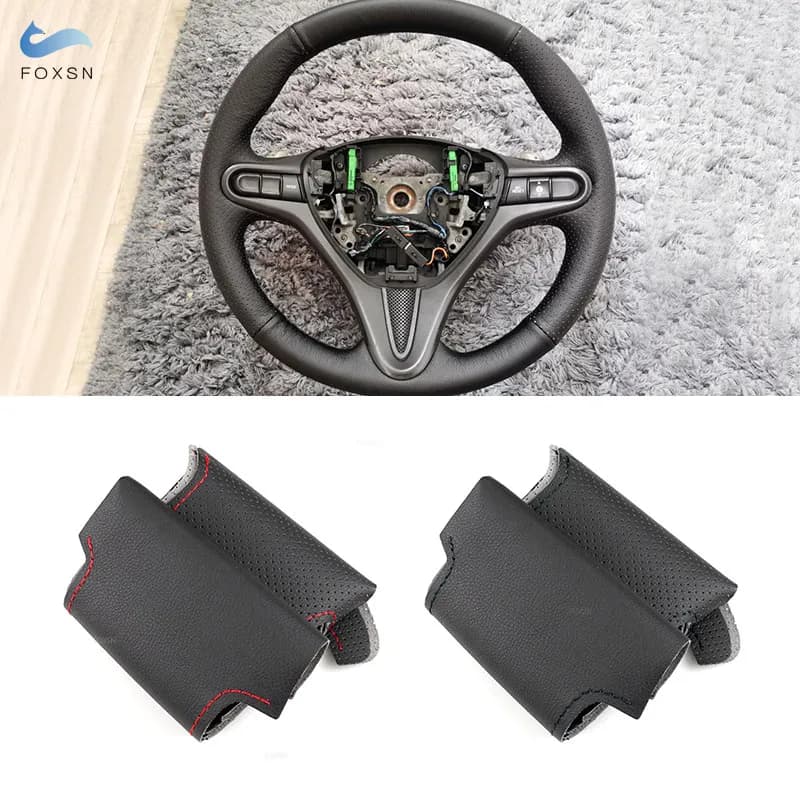 For Honda Civic 8th MK8 2005 2006 2007 2008 2009 2010 2011 Hand sewn perforated leather steering wheel Treccia Protects cover