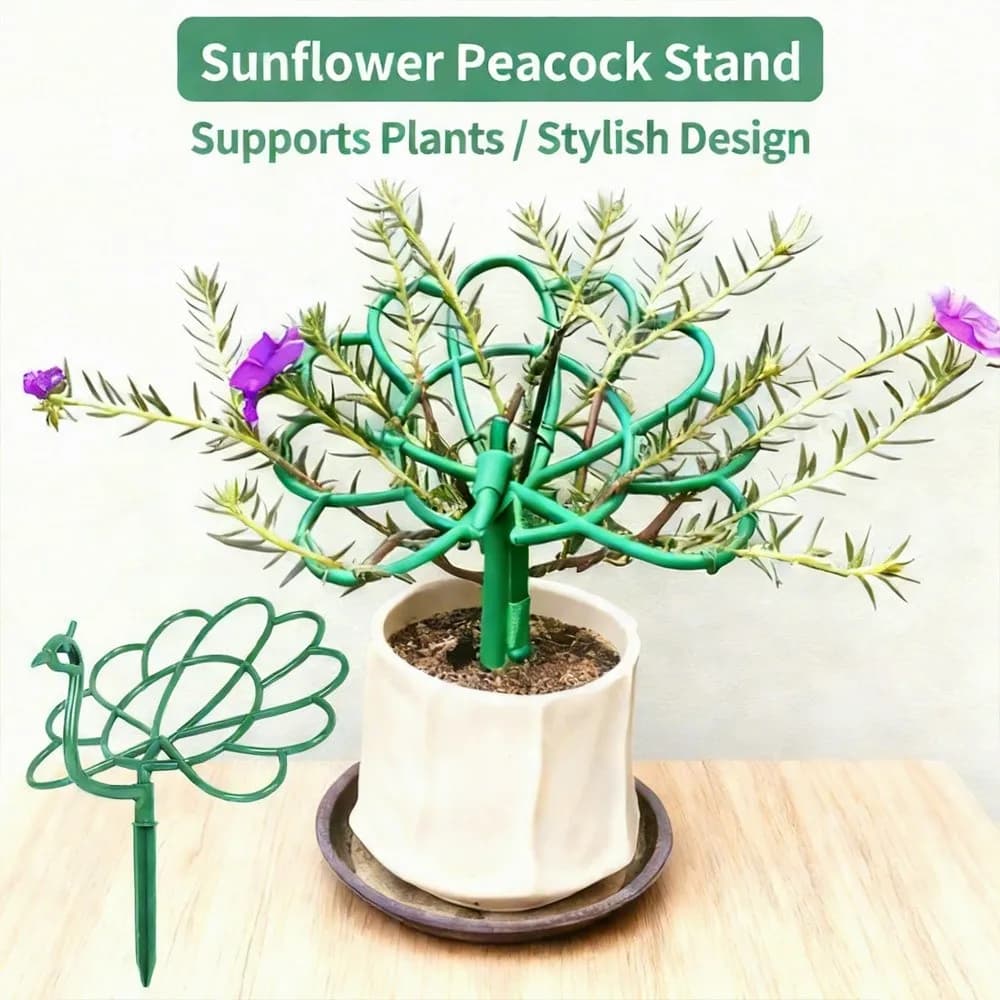 New Outdoor Peacock Shape Trellis Pot Holder Stick Frame Garden Plant Stake Plant Support Courtyard Flowers