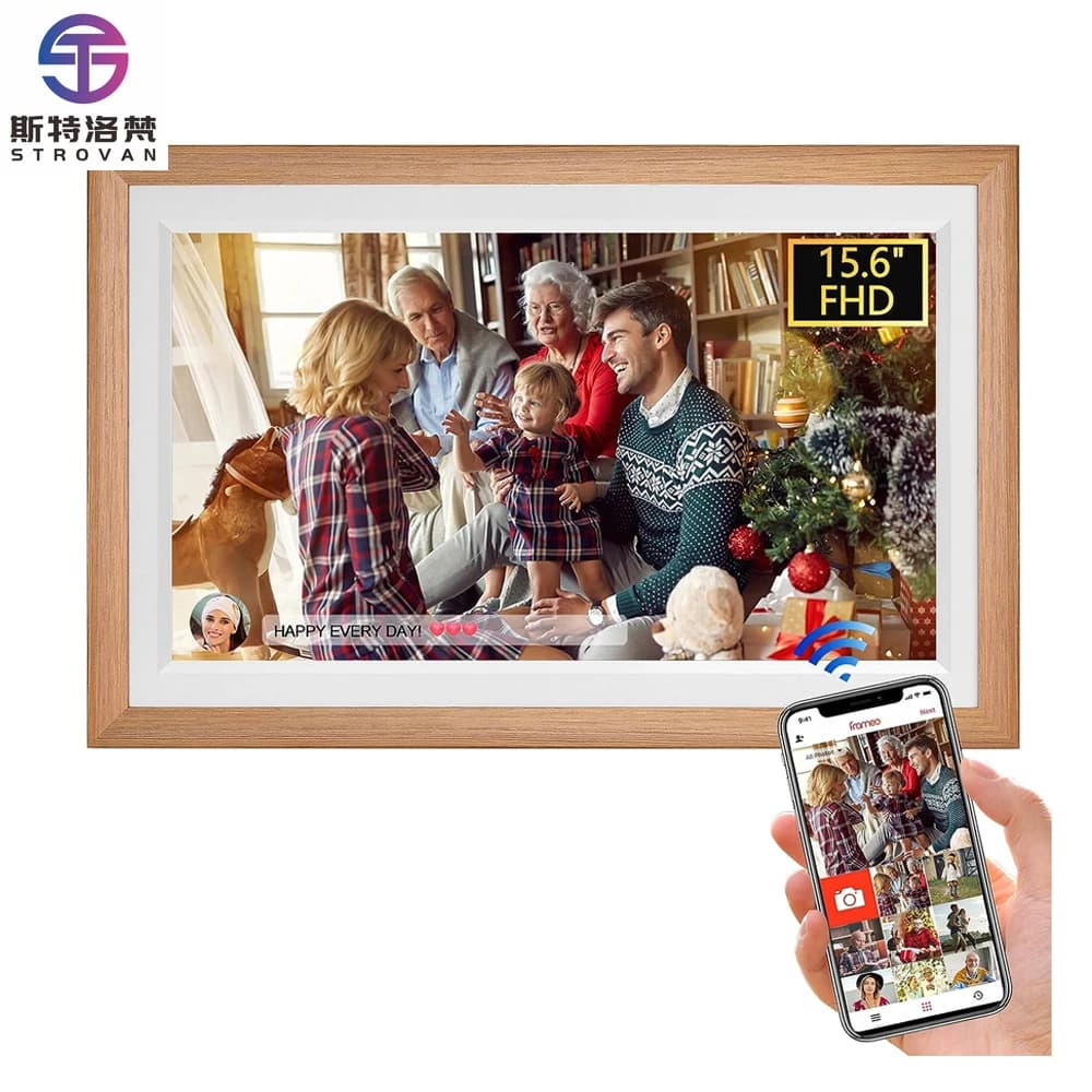 Digital photo frame with large 32 GB smart touch screen 15.6 inch WiFi digital photo frames Share photos and videos freely