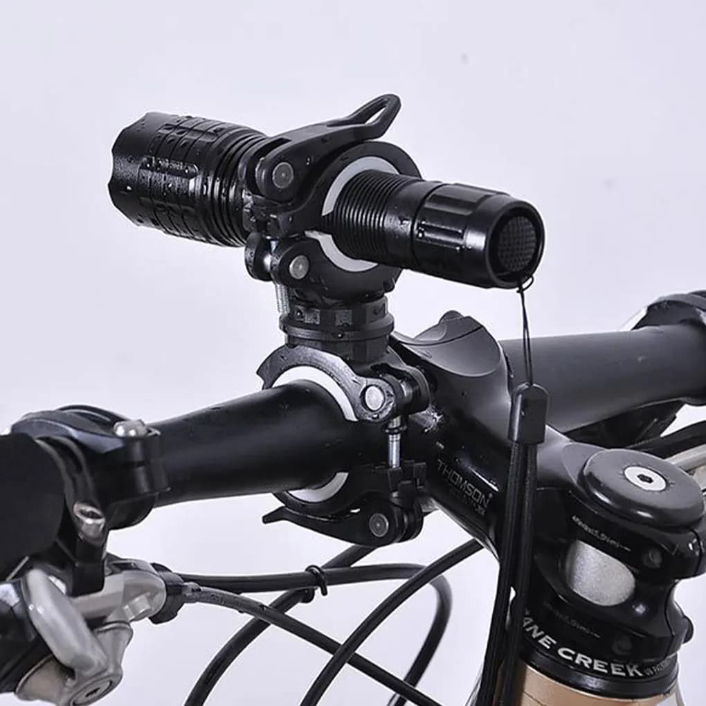 Staffa per luce per bicicletta Portalampada per bici Torcia a LED Supporto per pompa per faro Supporto a sgancio rapido Accessori ruotabili a 360 gradi