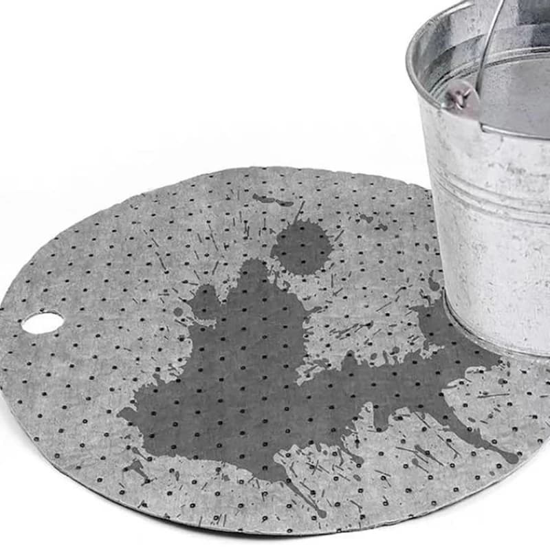 Tampone assorbente superiore per tamburo per barile di batteria da 55 galloni Tappetino assorbente per olio con coperchio da 22 pollici di diametro
