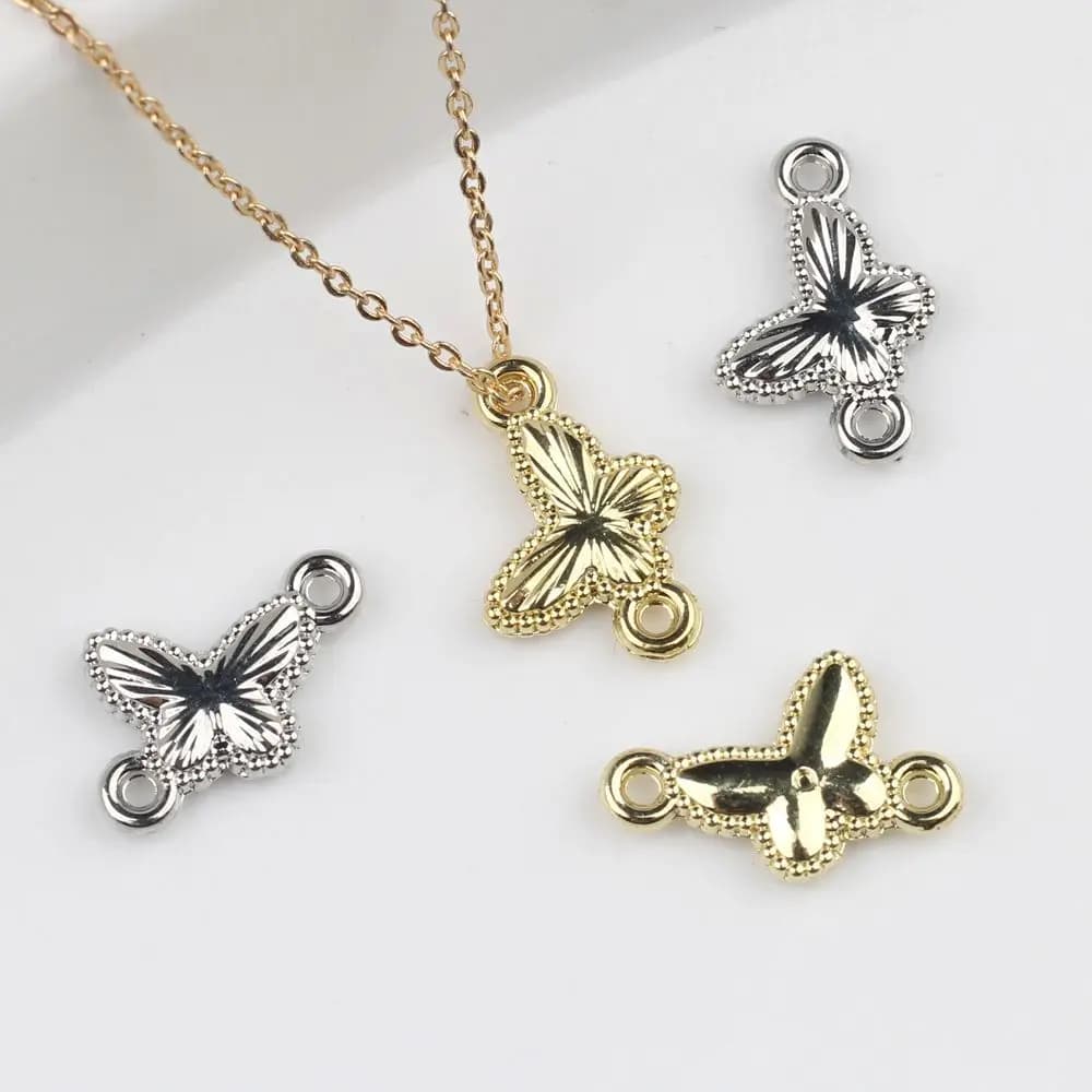 10 pcs/lot 13*8 MILLIMETRIES In Zinco Alloy Butterfly Double Suspension Connector Pendants And FAI Pendants From You Bracelet Necklace Accessories