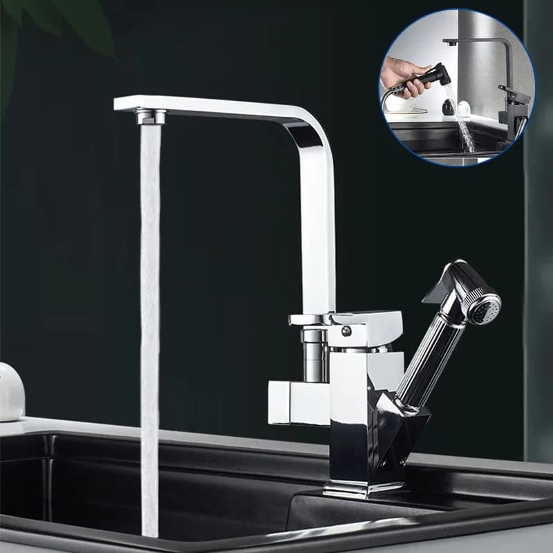 Rubinetto della cucina Miscelatore da piano Rotazione a 360 gradi Ugello spruzzatore a flusso Lavello da cucina Rubinetti freddi pop con pistola a spruzzo