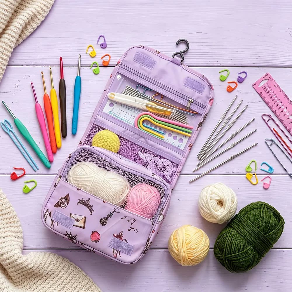 DIY Knitting Crochet Hook Set with Portable Storage Bag Material Pack Complete Beginner Kit for Sewing Crocheting