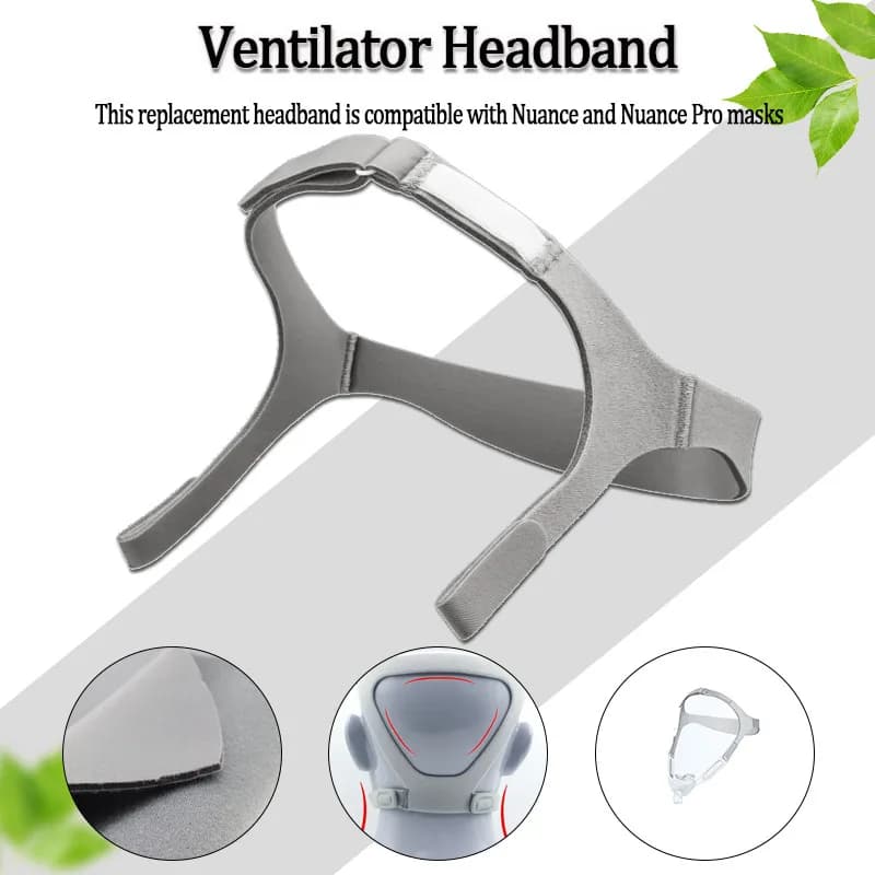 Ventilatore Fascia di ricambio Nuance Copricapo Respironics Gel Cuscino nasale Maschera CPAP Cinghia per la testa in velcro regolabile