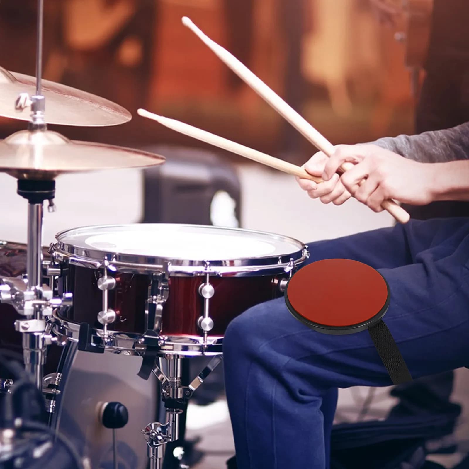 Pad per Batteria in Silicone Portatile con Cinghia Regolabile, Pad Silenzioso per Pratica, Smorzatore per Batteria per Principianti e Professionisti, Pad Mute per Piatti