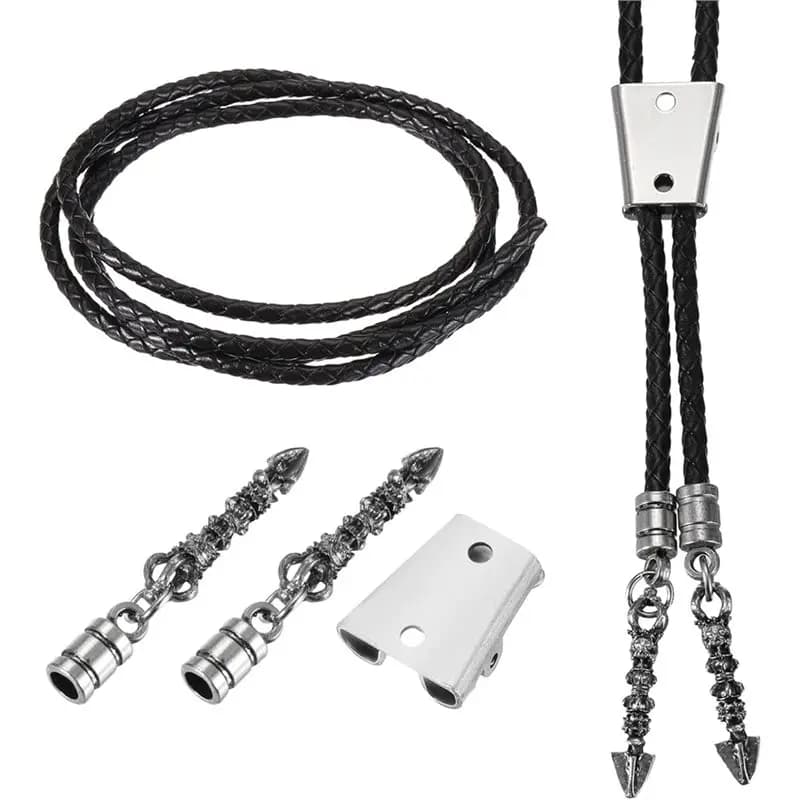 Kit di accessori per Bolo Tie fai da te per la creazione di gioielli western, cappuccio vintage, tono argento