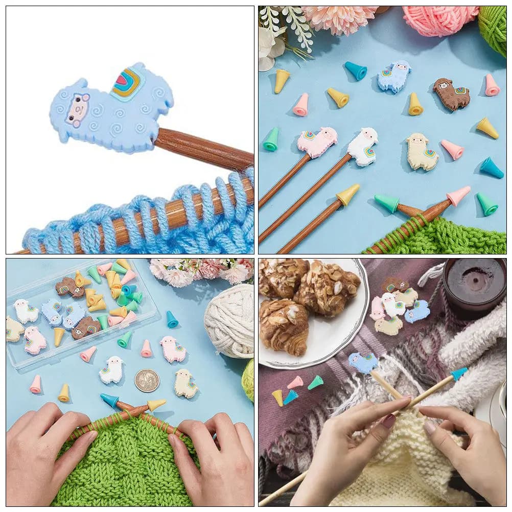 Set di 1 paio di tappi per ferri da maglia a cono in alpaca, copripunta in silicone colorato, strumento essenziale per cucito e artigianato