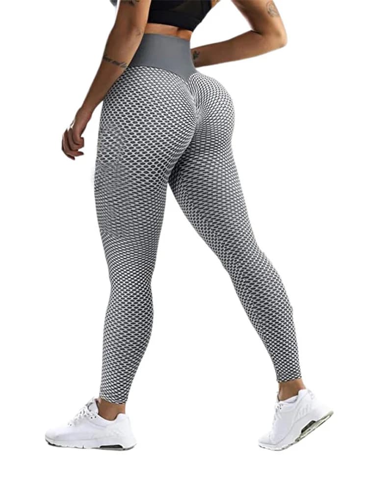Pantaloni Yoga Jacquard a Nido d'Ape da Donna, Stile Occidentale, a Vita Alta, Leggings Sportivi Lunghi, Pantaloni Fitness Modellanti per il Sollevamento dei Glutei, Disponibili Subito