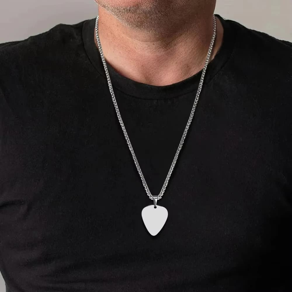 Collana con Ciondolo a Forma di Plettro per Chitarra in Acciaio Inossidabile, Stile Hip-hop, Trendy, Vintage, Regalo di Compleanno