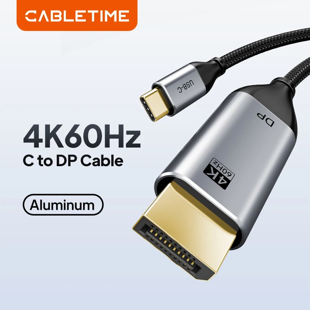 CABLETIME DP Cable USB-C to DisplayPort Cable 4K 60Hz Thunderbolt 3 USB 3.1 USB-C to DP Adapter for Laptop MacBook Pro Video