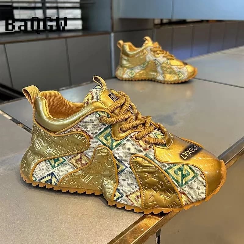 Scarpe da ginnastica robuste Scarpe da tavolo firmate da uomo Moda Casual Tessuto in pelle microfibra Scarpe con piattaforma interna maggiorata traspirante
