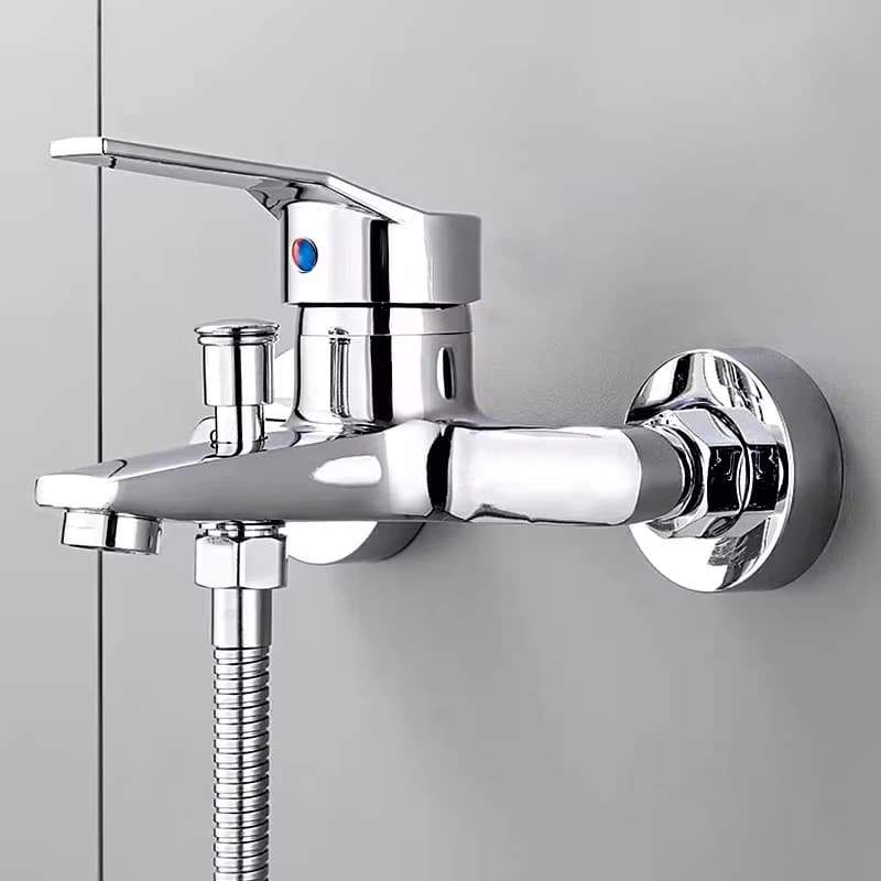 Zinc Alloy Basin Faucets Chrome Wall Mounted Hot Cold Water Dual Spout Mixer Tap For Bathroom Splitter Bath Shower Basin