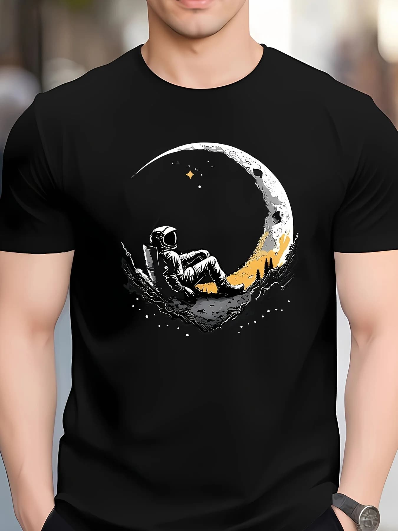 T-shirt stampata a maniche corte estiva da uomo
