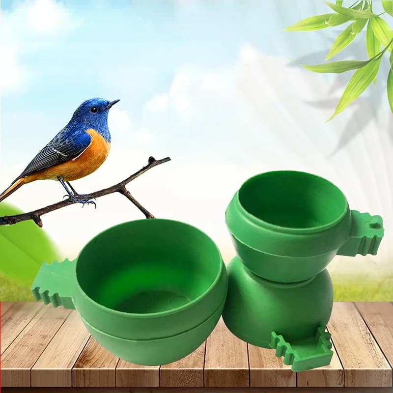 Gabbia per animali domestici per pappagalli, criceti, uccelli - Tazza per acqua rotonda in plastica, ciotola per bere e alimentazione sospesa per acqua e cibo