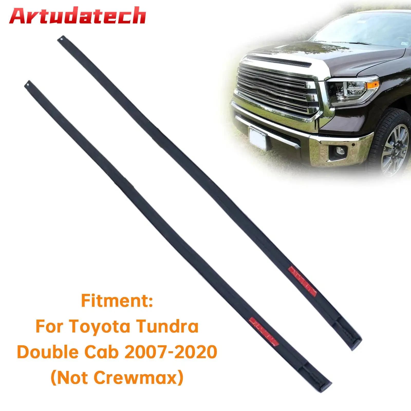 Artudatech 2PCS Roof Drip Molding Weatherstrips For Toyota Tundra Double Cab 2007-2012 2013 2014 2015 2016 2017 2018 2019 2020