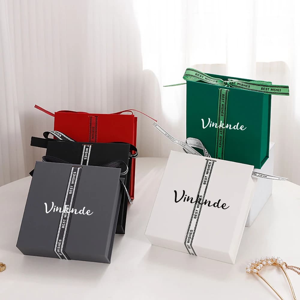 Logo personalizzato Scatole per rossetti con profumo rigido di lusso sfuso con logo personalizzato Matrimonio San Valentino Collana Orecchini Confezione regalo Scatola per nastro