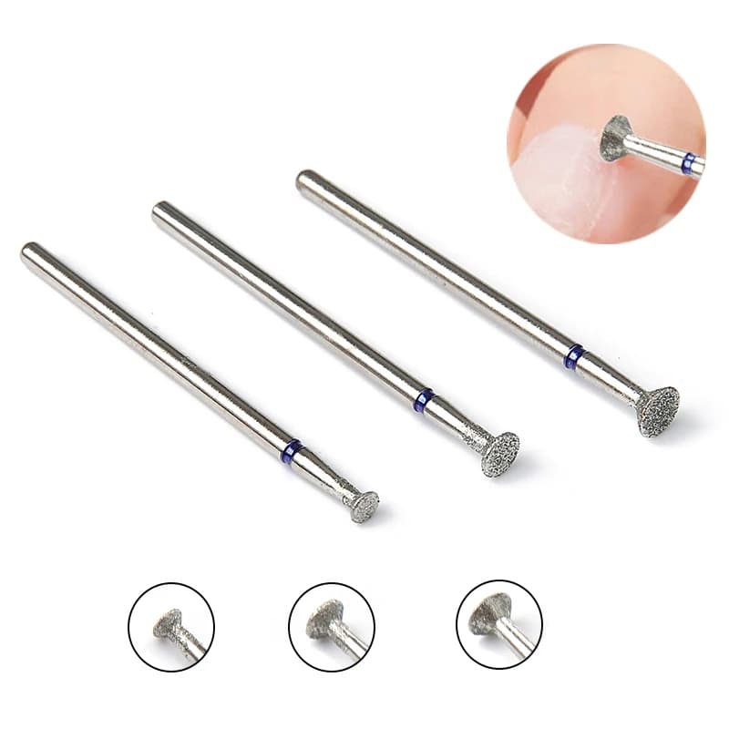 3 pz/set Diamante Punta Da Trapano Per Unghie Cuticola Pulita Manicure Punte Da Trapano Gel Rimozione Troppopieno Rotary Burrs Bit Manicure Pedicure Strumenti