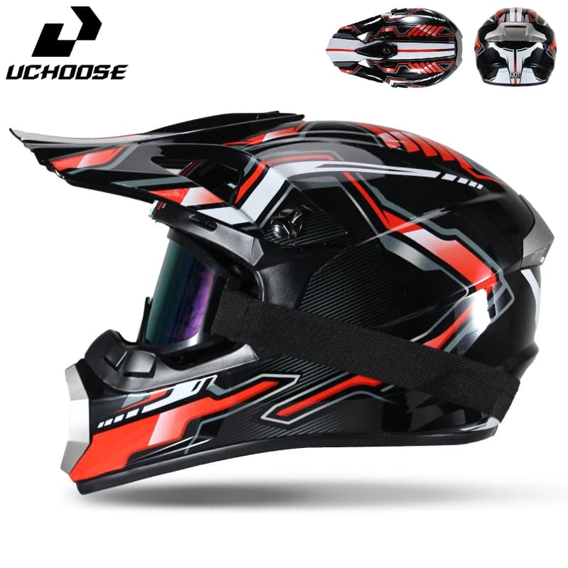 Uchoose Motocross Helmet Adult Full Face Off Road Motorcycle Helmet with Goggles for Dirt Bike ATV MTB Racing Protective Helmet