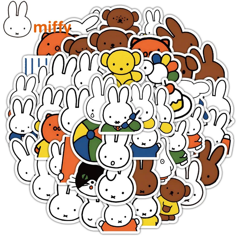 63 cute stickers Miffy cartoon Kawaii rabbit decoration waterproof stickers phone case Ipad notebooks toys luggage stickers