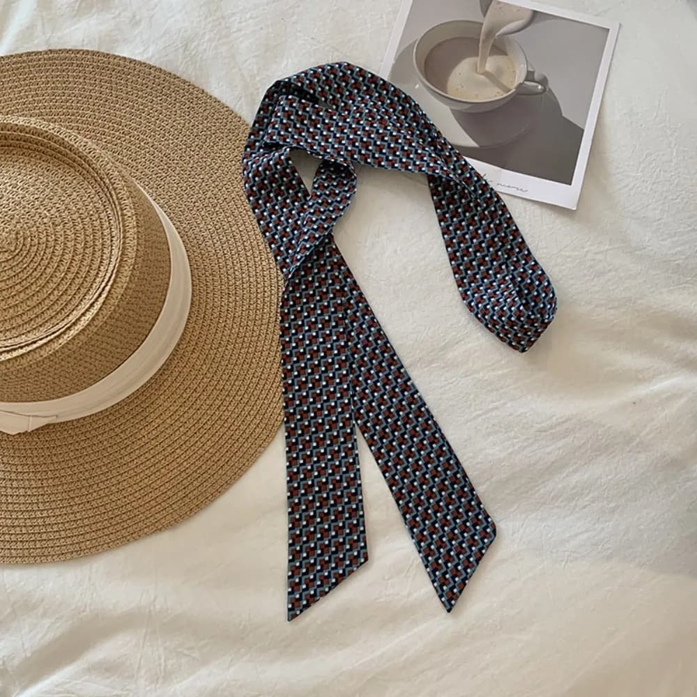 Sciarpa Lunga in Seta Stile Coreano, Versatile per l'Estate, Nastro Lungo da Annodare, Sciarpe Sottili e Strette Y2K per Donna