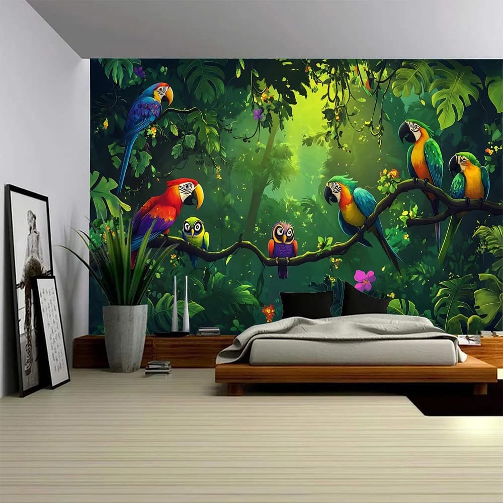Arazzo da parete con piante tropicali, decorazione estetica per la stanza, arazzo da spiaggia, tappetino da yoga, coperta, tovaglia, arazzo