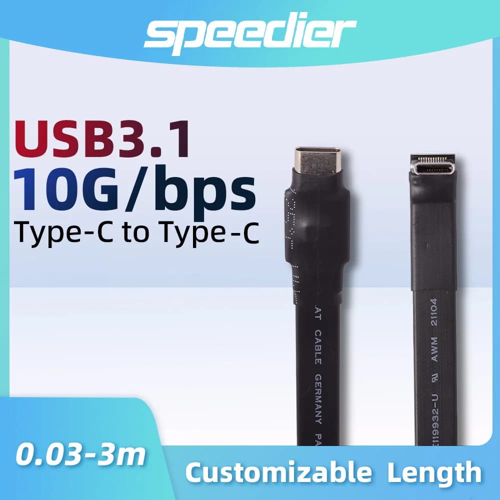 Cavo piatto prolunga USB 3.1 UAB-C da tipo C a tipo C 90 gradi 10 Gbps TX-TX connessione diretta segnale personalizzato 3-300 cm PER GPS