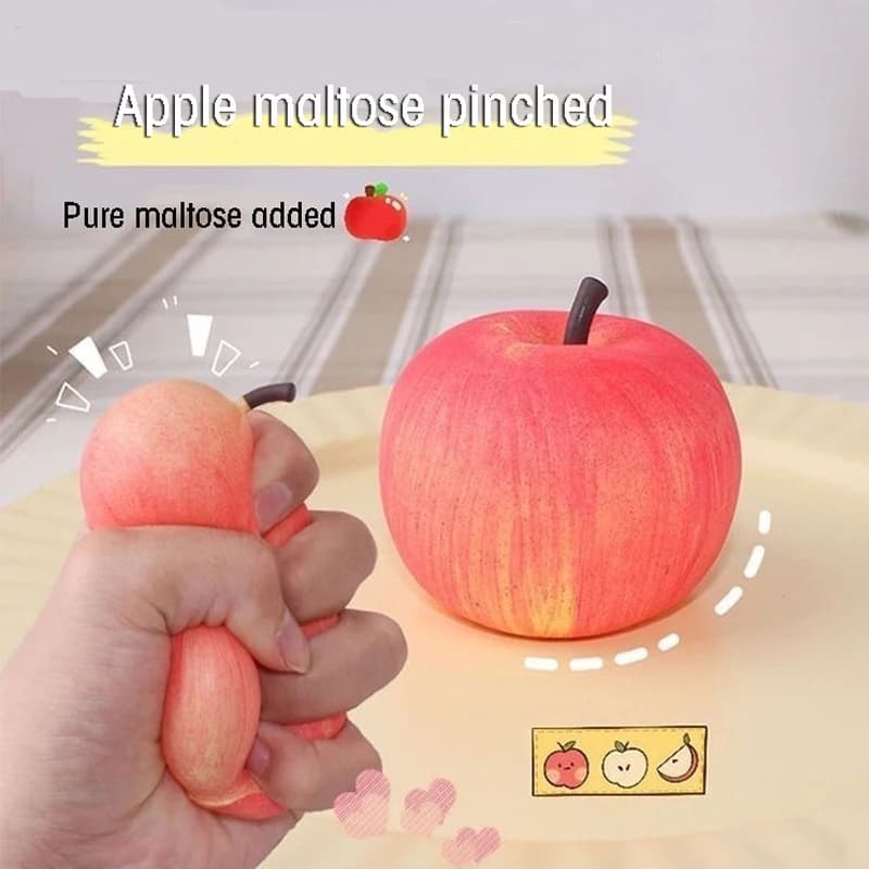 Giocattolo Antistress a Forma di Mela in Maltosio, Palla a Lenta Risposta per Alleviare lo Stress, Fidget Realistico a Forma di Frutta per Bambini e Adulti