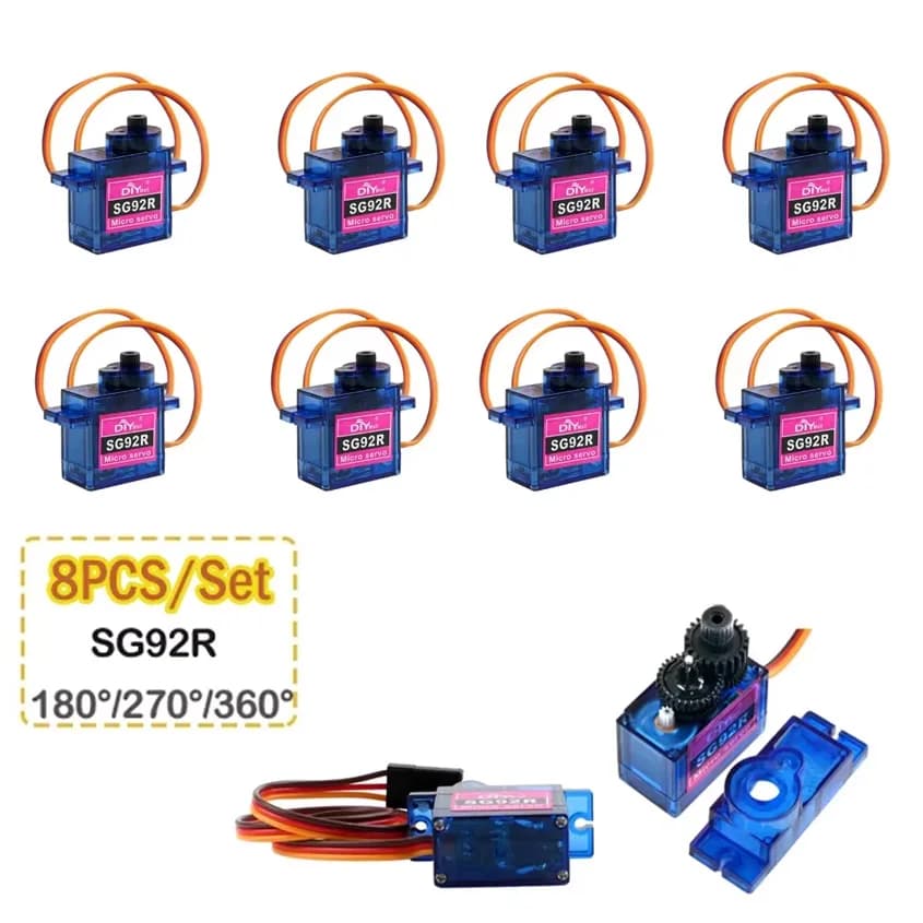 8PCS 9g SG92R Micro Servomotore Analogico 180/270/360 Gradi Mini Servi Parti FAI DA TE Per RC Aereo Elicottero Modello di Auto