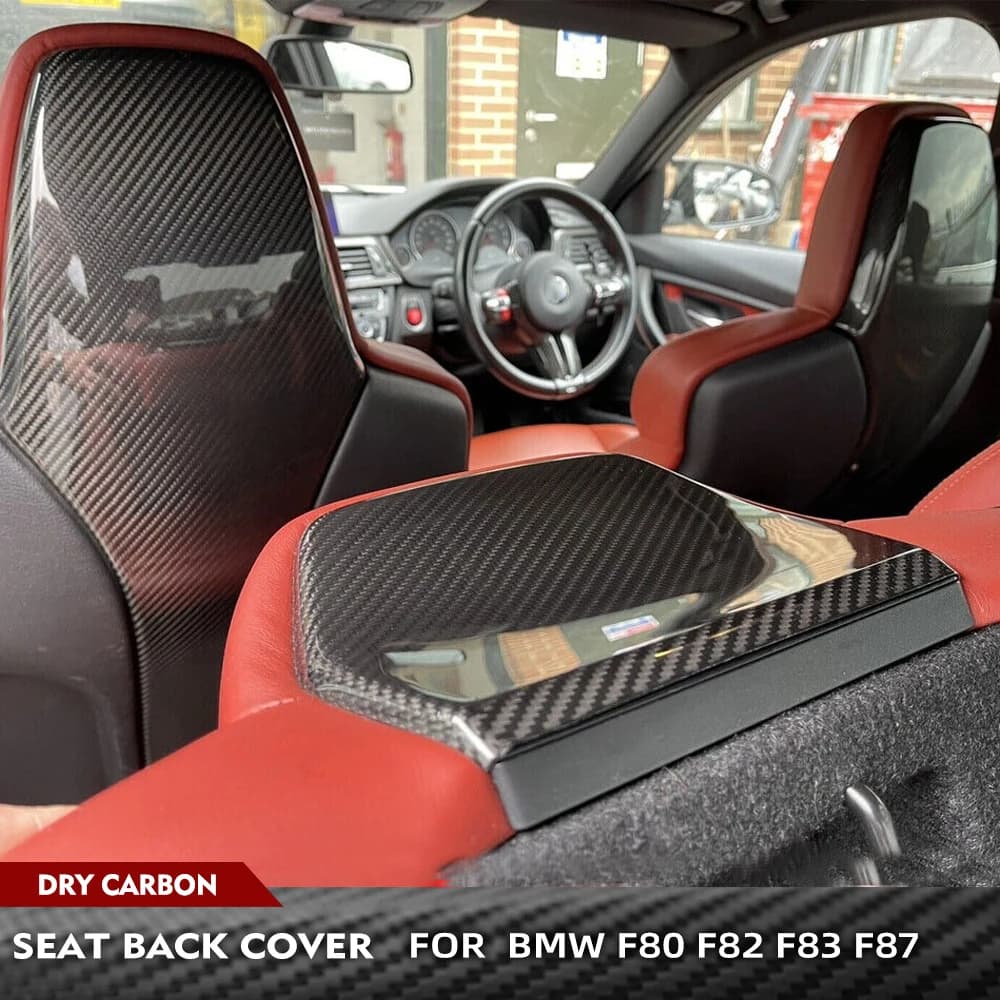 Per BMW F80 M3 F82 F83 M4 F87 M2 M2C 2014-2019 Interni auto Sedile Posteriore Coperture Trim Interni personalizzati Trim In Fibra di carbonio a secco