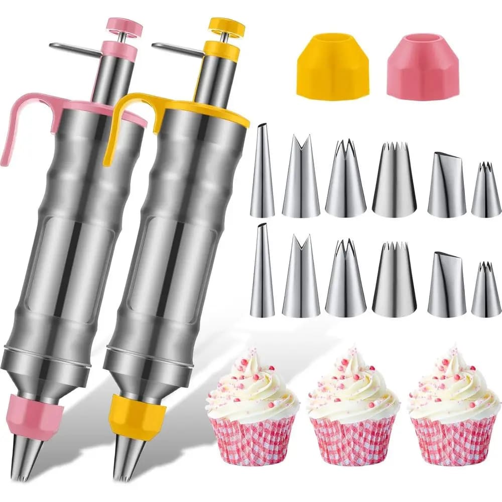 2 Set Glassa tion Pistola Set Dessert ting tor Siringa Torta ting Strumento e 12 Pz Russo Piping Icing Ugelli Cupcake Riempimento Iniettare
