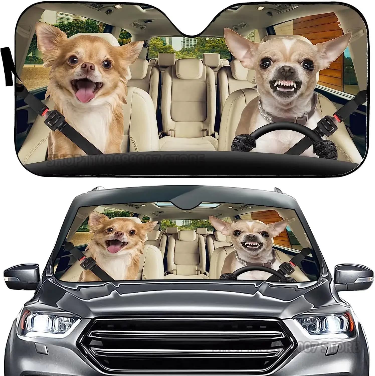 Chihuahua Auto parasole parabrezza per Auto copertura per finestra Cute Chihuahua Dog Family parasole Protector parasole Animal Car Decor