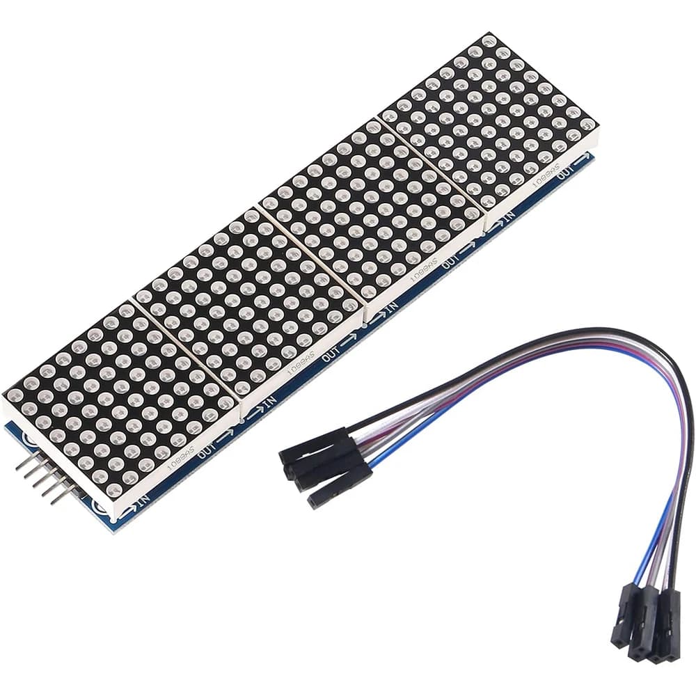 MAX7219 Point matrix module 32x8 LED display modules 4 in 1 for microcontroller Arduino Raspberry Pi with 5 pin Red cable