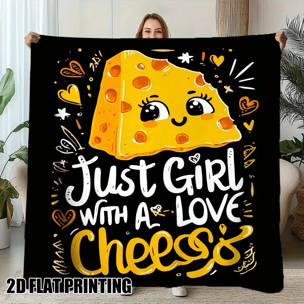 Coperta in flanella per amanti del formaggio, leggera per tutte le stagioni, per divano, letto, viaggi, campeggio, stampa digitale con motivo a formaggio