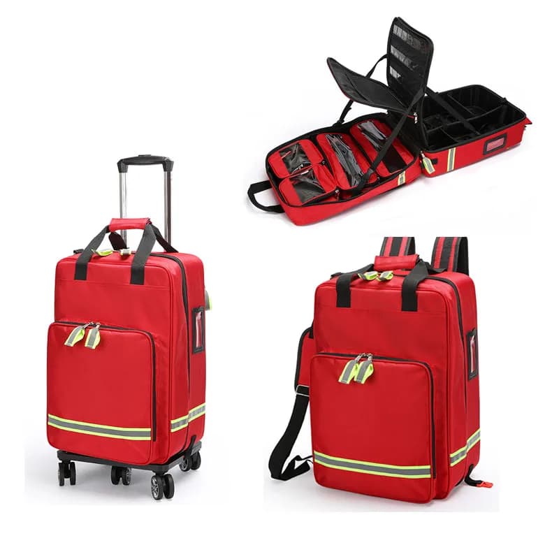 Borsa di pronto soccorso con carrello vuoto di grande capacità Zaino EMS impermeabile per kit di salvataggio terremoto infermieristico per clinica medica all'aperto