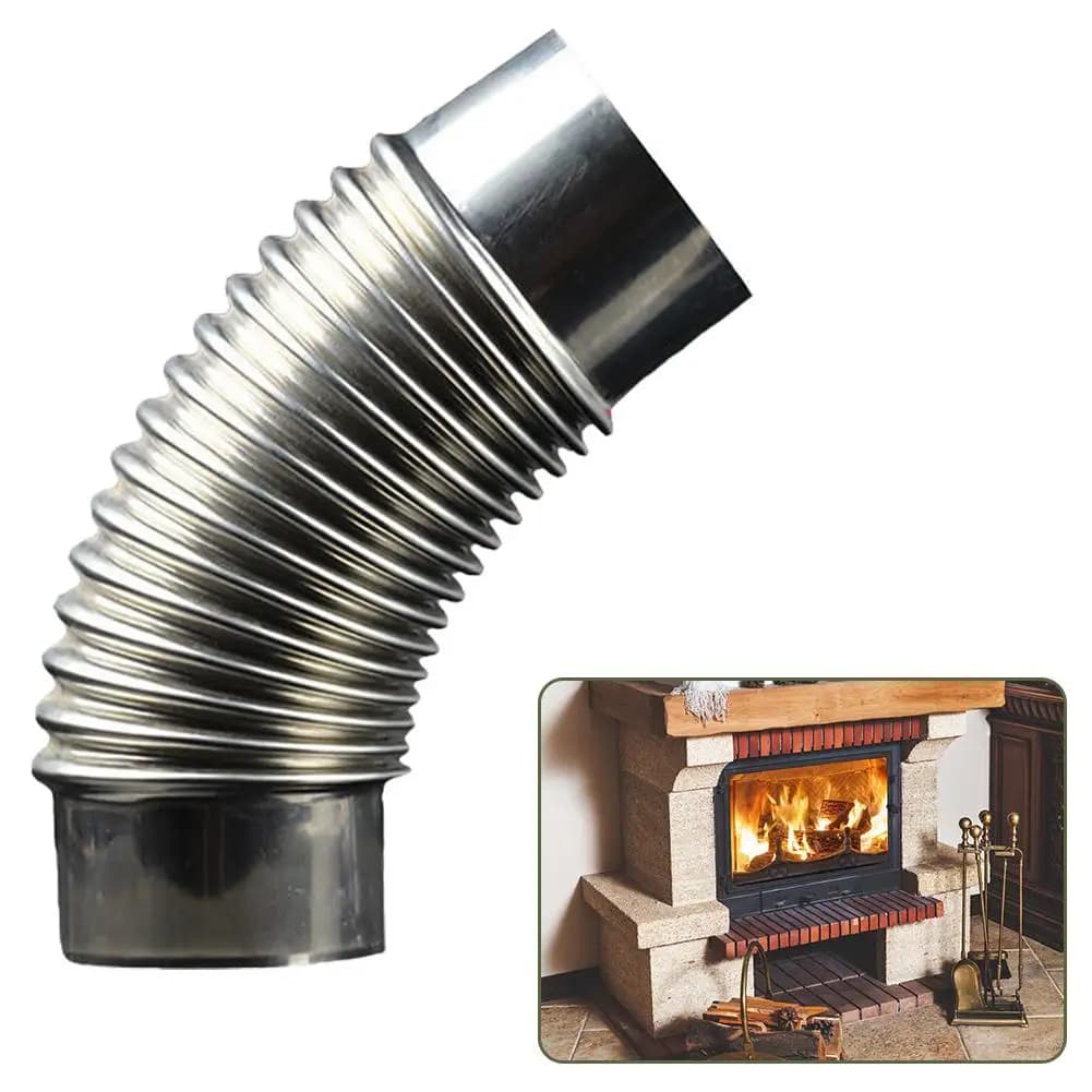 1 Pezzo Tubo a Gomito in Acciaio Inossidabile a 45 Gradi, Diametro 6cm, per Camino Multifunzione, per Stufe a Legna da Campeggio Esterno