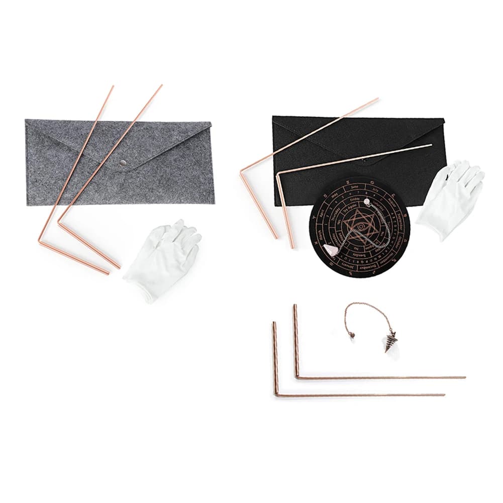3/5 pz 99.9% Rame Dowsing Rod Psicico E Divinazione Rame Pendolo Kit Parti di Utensili Dowsing Aste Ciondolo Zerbino 1 Coppia Guanti