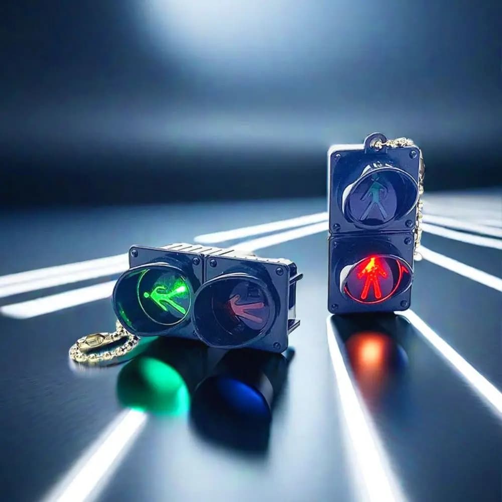 Portachiavi in plastica per semaforo, ciondoli luminosi, ciondolo per borsa, segnale luminoso, portachiavi per auto, accessori per gioielli, portachiavi 3D
