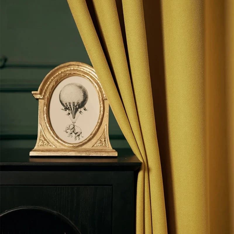 New Yellow Cotton and Linen Texture Blackout Curtains Simple Custom Solid Color Curtains for Living Dining Room Bedroom