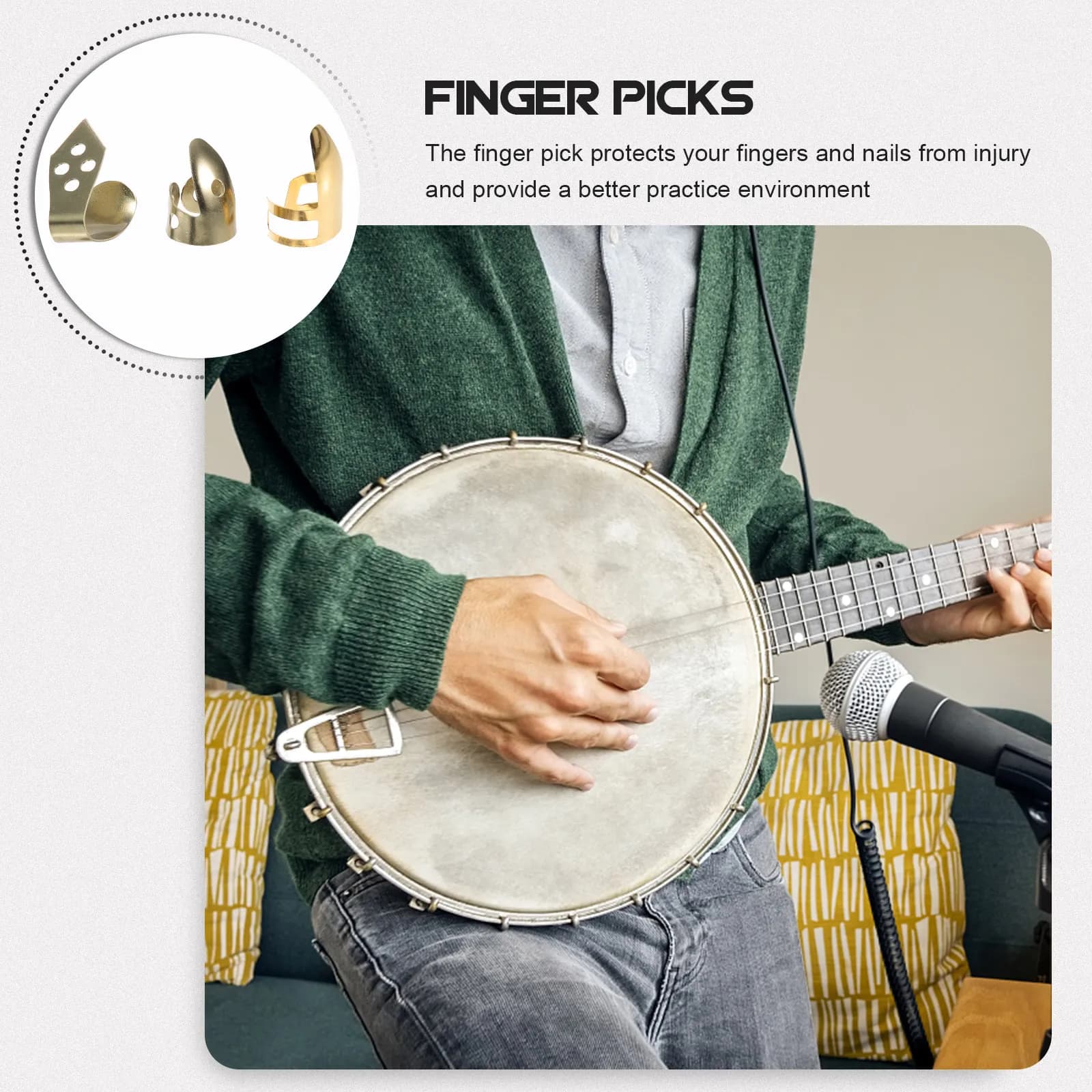 Set di 1 plettri ergonomici antiscivolo in metallo e plastica per chitarra, banjo, mandolino e chitarra acustica