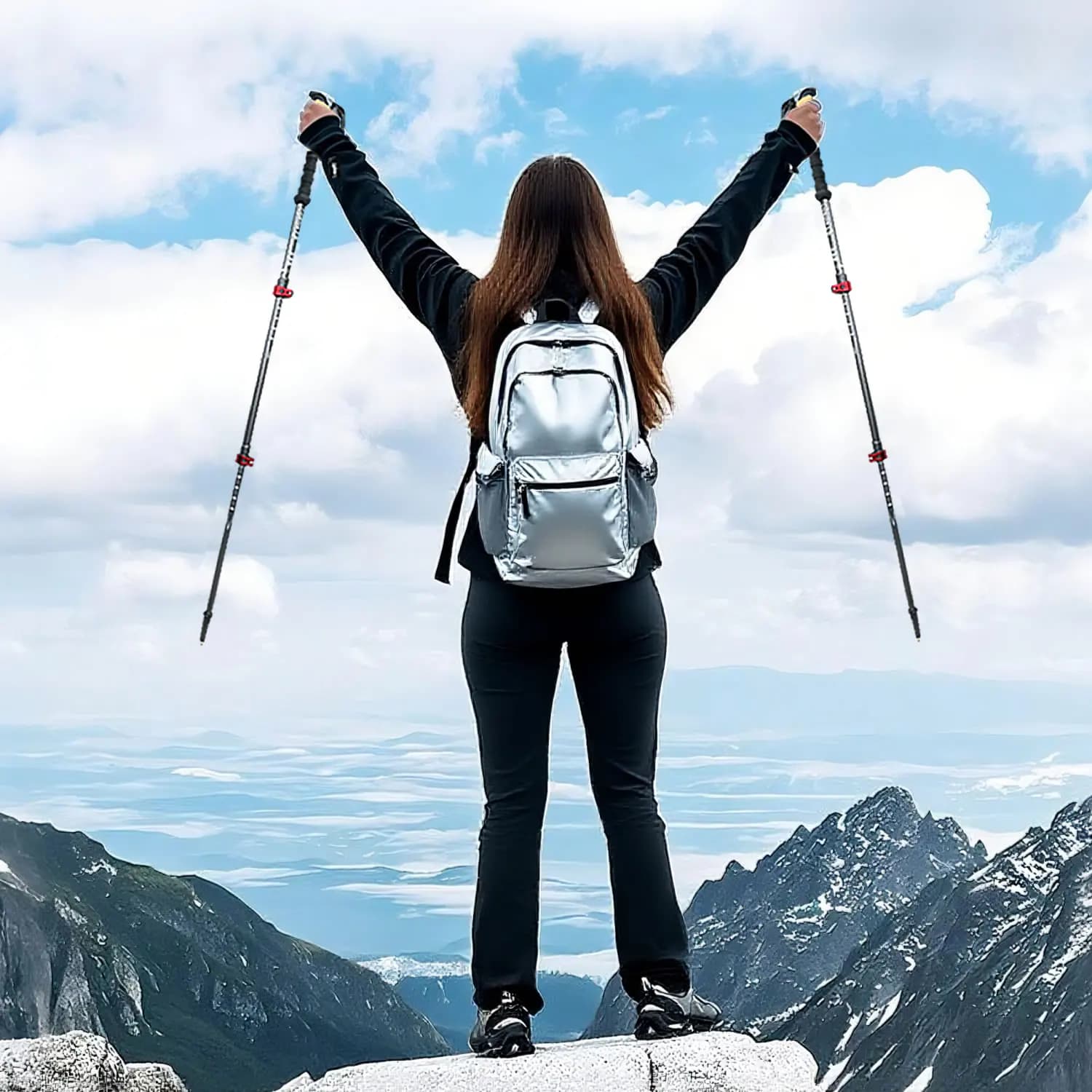 Bastoncini da trekking in fibra di carbonio Bastoni da trekking pieghevoli Bastoni da passeggio nordici pieghevoli Bastoni da passeggio per esterni per escursionismo, campeggio e
