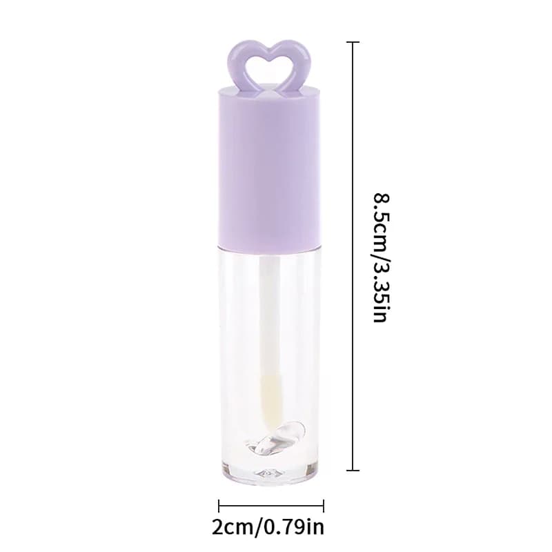 2.5ml Pink Heart-shaped Lip Enamel Tube With Keychain And Brush Rod Lip Gloss Tube Empty Bottle Lips Glaze Container Makeup Tool