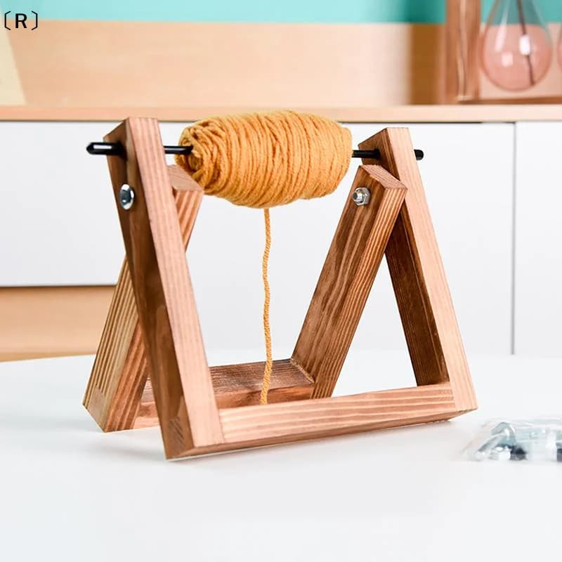 〔R〕Wooden Desktop Yarn Roll Holder Ribbon Storage Rack Wool Ball Knitting Tool Solid Wood Spool Organizer