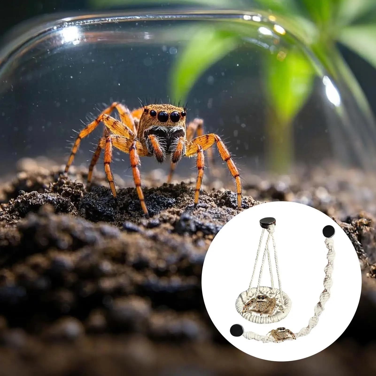 Jumping Spider Fence Decoration Corda Hanging Climbing Swinging spider terrarium decoration jumping on terrarium Geckos tree breeding
