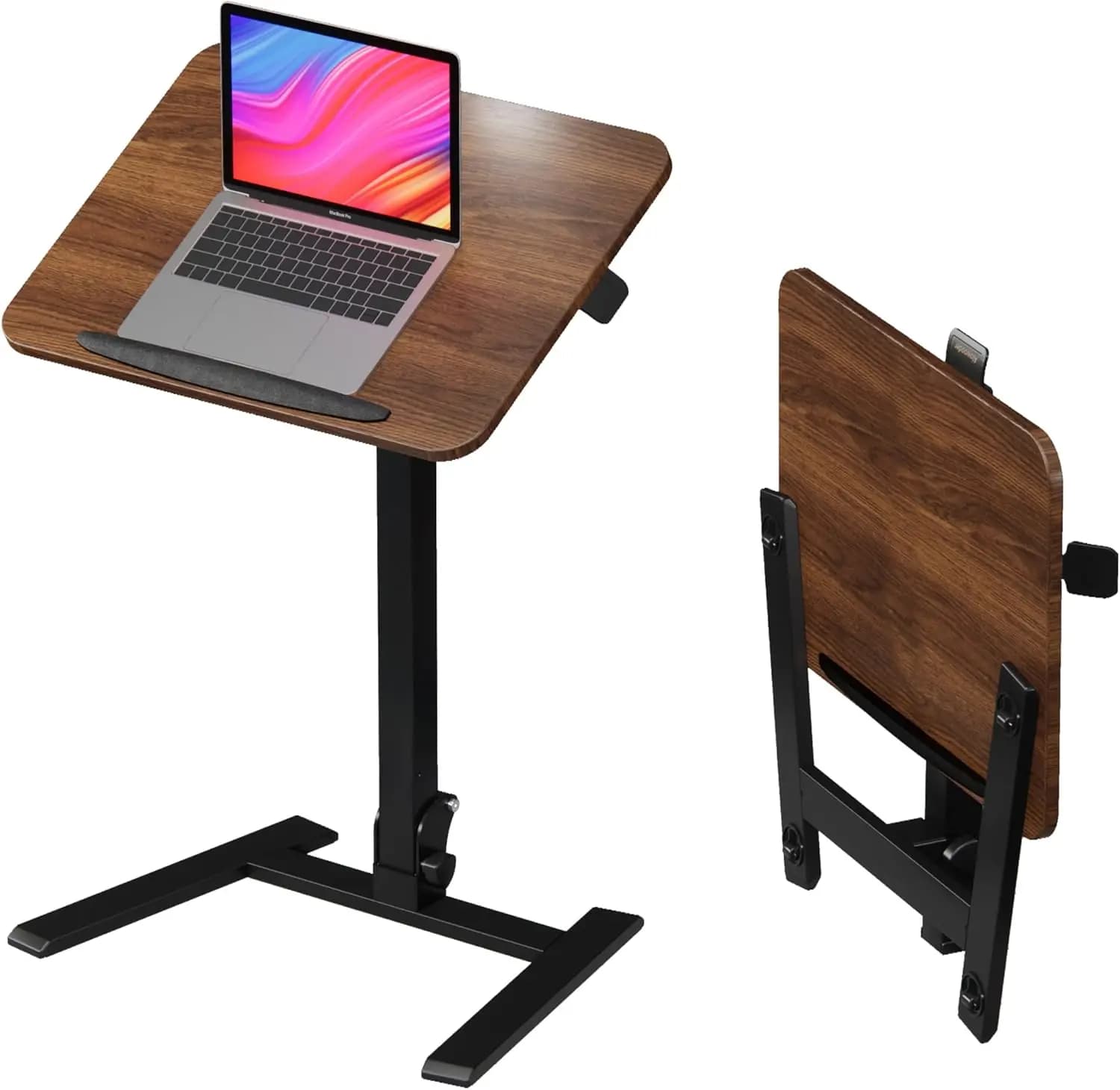 Scrivania Pieghevole Regolabile da 25 Pollici - Tavolo per Laptop con Altezza Regolabile, Ruote Nascoste e Piano Inclinabile