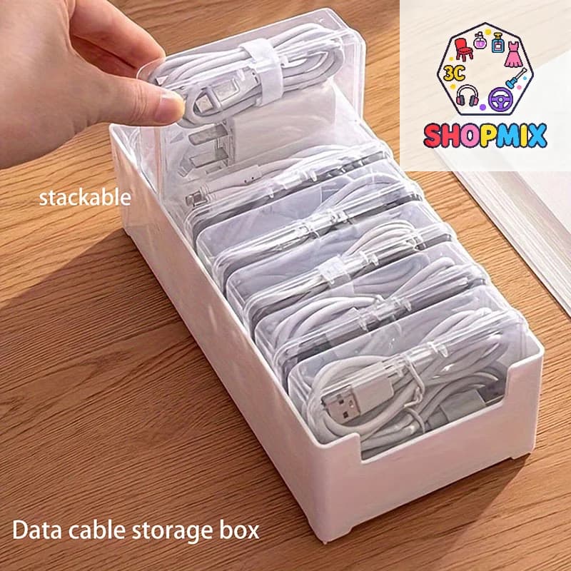 Borsa per organizer per cavi con scatola di immagazzinaggio per cavi dati da 1 set con gestione dei cavi di ricarica e organizzazione della gestione dei cavi desktop